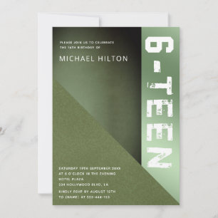 Green grudge colour block boy sweet sixteen invit invitation
