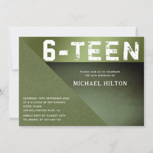 Green grudge colour block boy sweet sixteen invitation