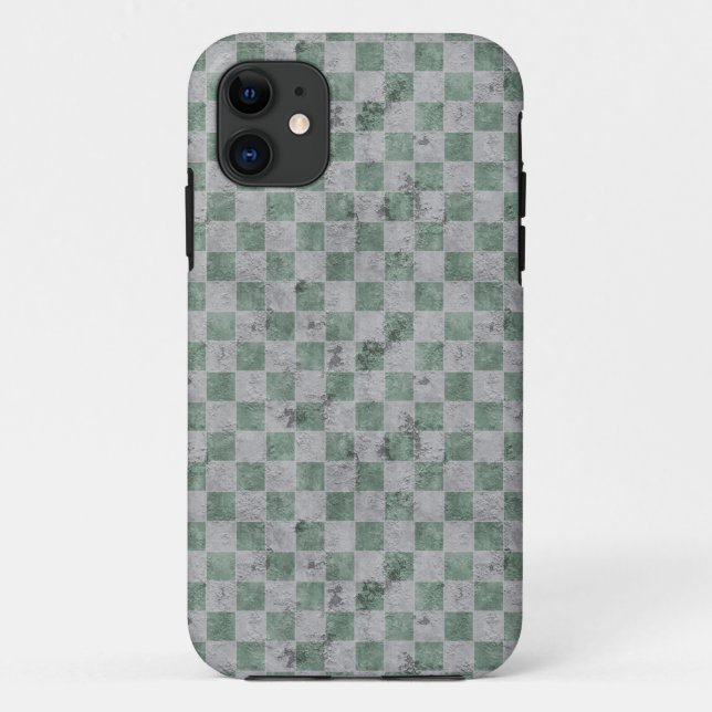 Green Grunge Chequerboard Case-Mate iPhone Case (Back)
