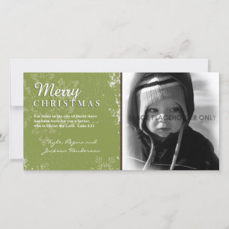 Green Grunge Christmas Photo Card