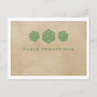 Green Grunge D20 Dice Gamer Table Number Postcard