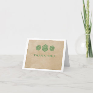 Green Grunge D20 Dice Gamer Thank You Card