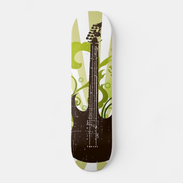 Green Grunge Guitar Skateboard (Front)