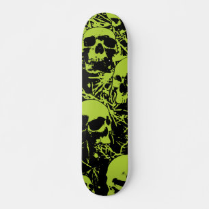 Green Grunge Skulls Skateboard