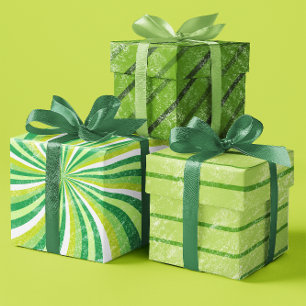 Green Grunge Stripes St. Patrick's day set of 3 Wrapping Paper Sheet