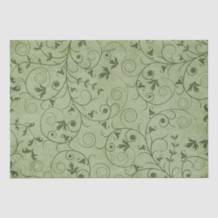 Green Grungy Floral Tissue Paper