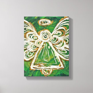 Green Guardian Angel Art Wrapped Canvas Painting