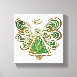 Green Guardian Angel Art Wrapped Canvas Painting
