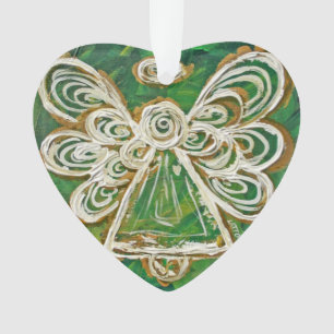 Green Guardian Angel Gift Holiday Ornament