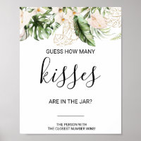 Green Guess How Many Kisses Bridal Shower Game  Po