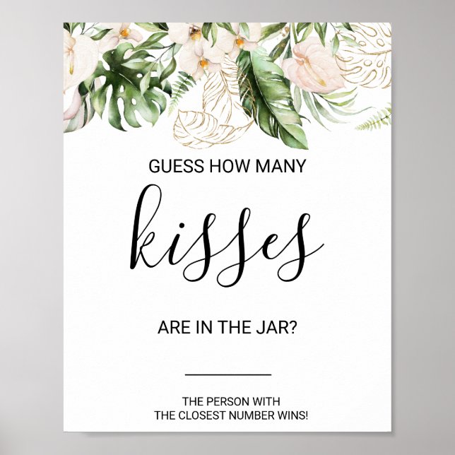 Green Guess How Many Kisses Bridal Shower Game  Po Poster (Front)