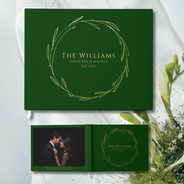 Green Guest Book Wreath Foil Guestbook Bible Quote (Creator Uploaded)