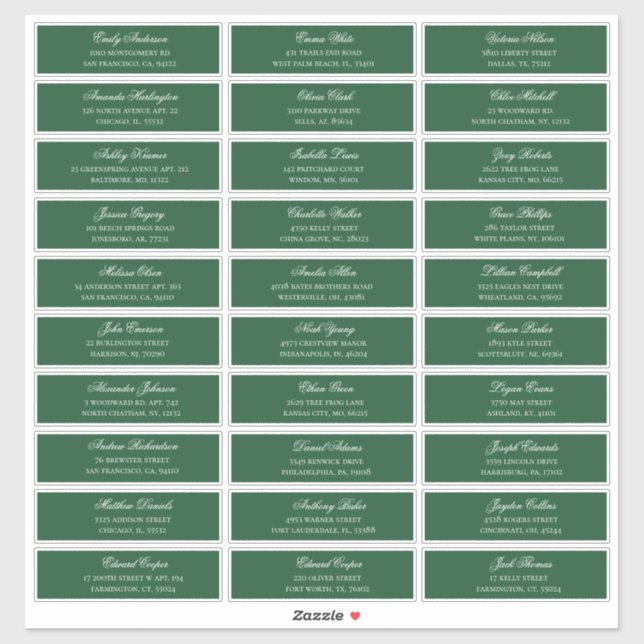 Green guests names address. Wedding shipping label (Sheet)