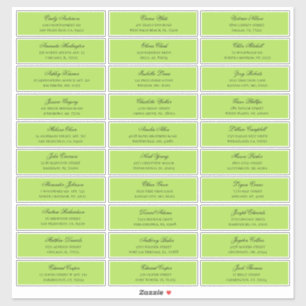 Green guests names address. Wedding shipping label