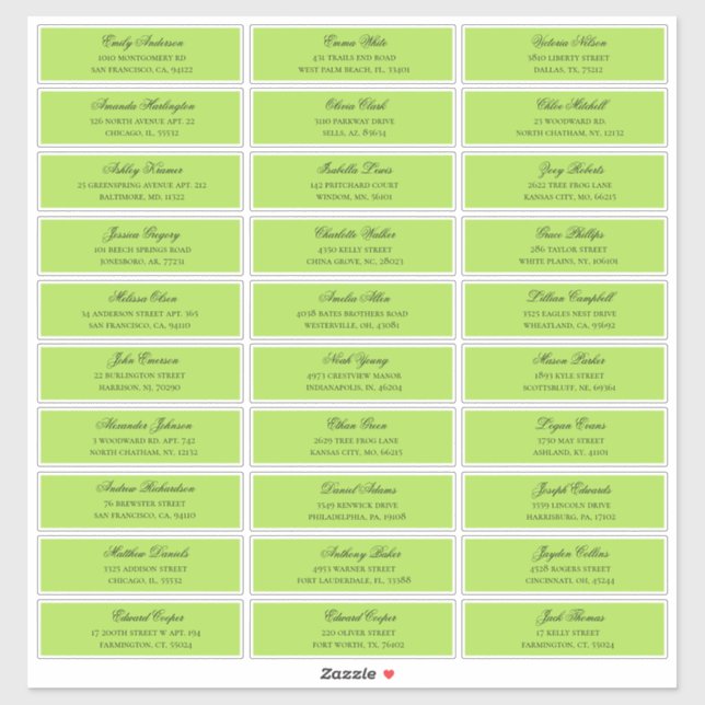 Green guests names address. Wedding shipping label (Sheet)