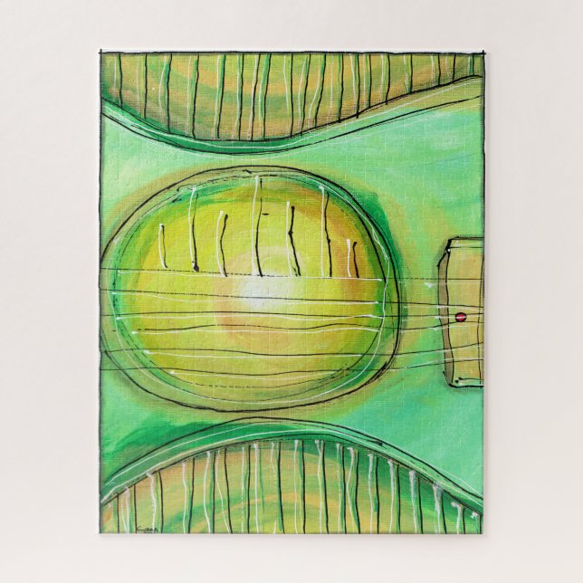 Green Guitar 2 Jigsaw Puzzle (Vertical)