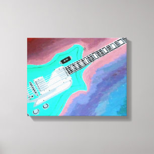Green Guitar Canvas Print