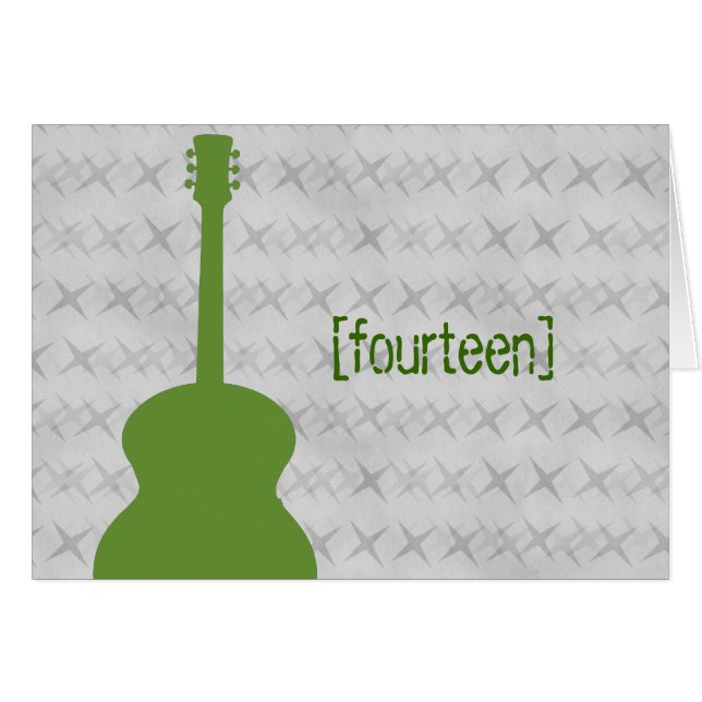 Green Guitar Grunge Table Number Card (Front Horizontal)