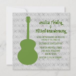 Green Guitar Grunge Wedding Invite