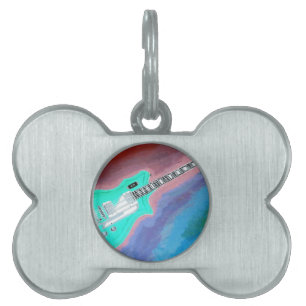 Green Guitar Pet Tag