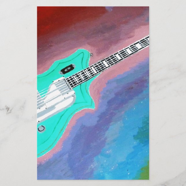 Green Guitar Stationery (Front)