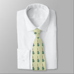 Green guitars on green tie<br><div class="desc">Stylish and fun light blue musical tie with a green all-over small guitar print. The ultimate finishing touch for all guitar and music lovers. Created with a smile by iolantesdesigns :-)!</div>