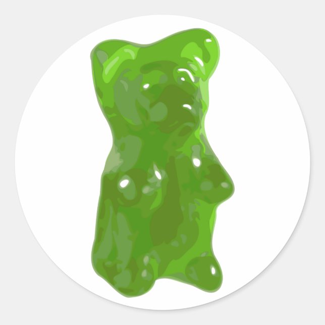Green Gummy Bear Candy Classic Round Sticker (Front)