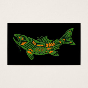 Green Haida Spirit Fish on Black