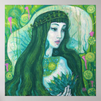 Green Hair Mermaid Underwater Fantasy Surreal Art