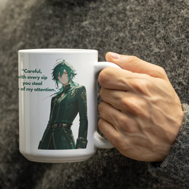 Green Hair Royal Anime Guy Coffee Mug (Creator Uploaded)