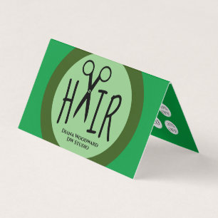 Green Hairdressers Folded Business Loyalty Card