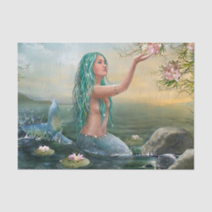 green haired mermaid tissue paper