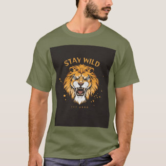 Green half sleeves T shirt withStay Wild Typograpy