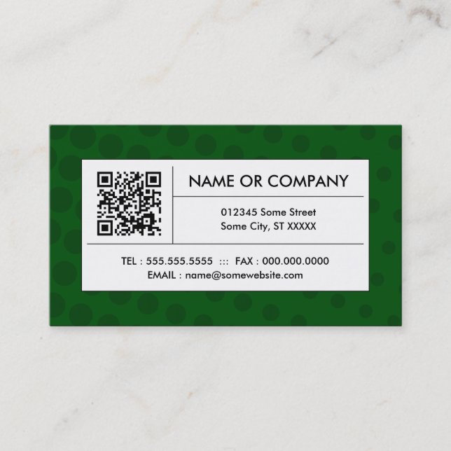 green halftone QR code Business Card (Front)
