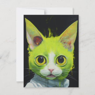 Green Halloween Cat Postcard