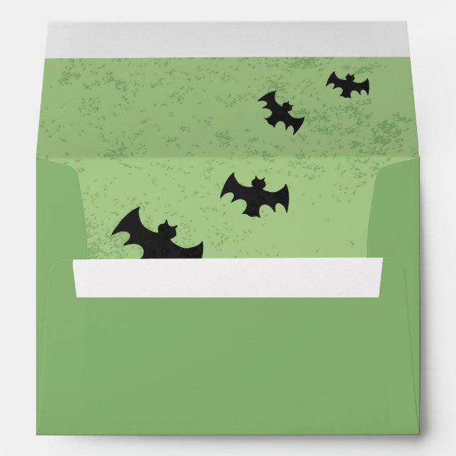 Green Halloween Envelope with Flying Bats (Back (Bottom))