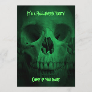 Green Halloween party skull Invitation
