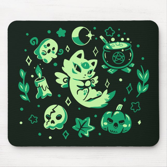 Green Halloween Vibes Mouse Mat (Front)