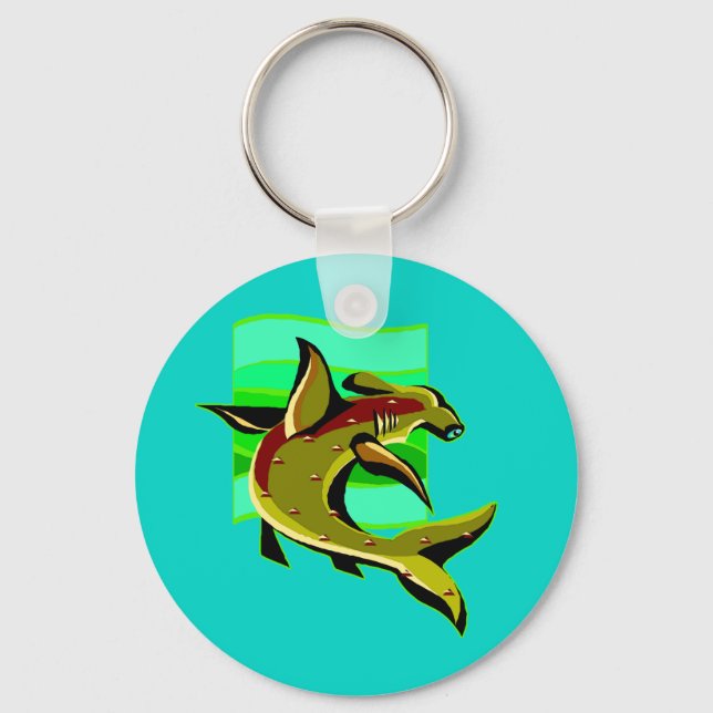 Green Hammerhead Shark Key Ring (Front)