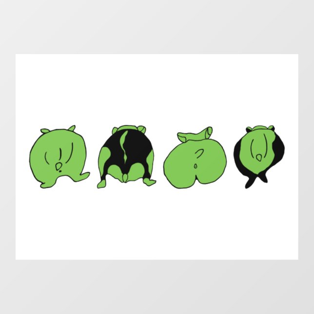 Green Hamster Butts Window Cling (Sheet)