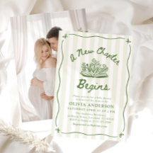 Green Hand Drawn A New Chapter Begins Baby Shower