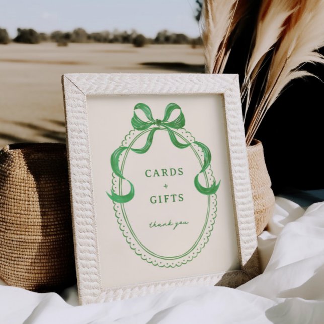 Green Hand Drawn Bow Frame Cards and Gifts Poster (Creator Uploaded)