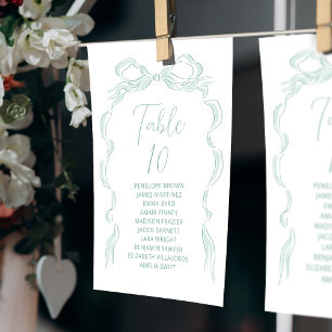 Green Hand Drawn Bow Table Number seating chart