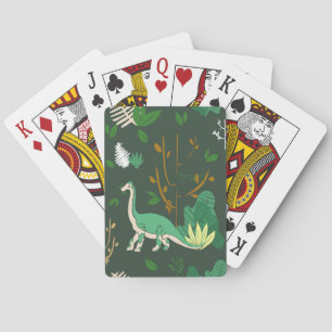 Green Hand drawn Dinosaur  Playing Cards
