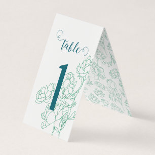 Green Hand Drawn Peony Flowers Wedding