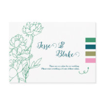 Green Hand Drawn Peony Flowers Wedding