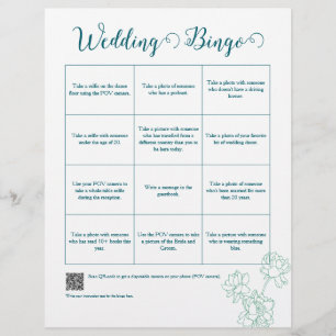 Green Hand Drawn Peony Flowers Wedding Flyer