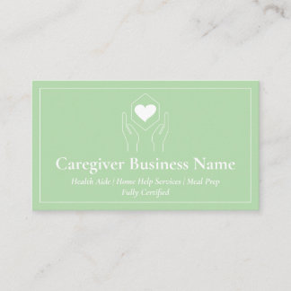 Green Hand Heart Minimal Caregiver Business Card