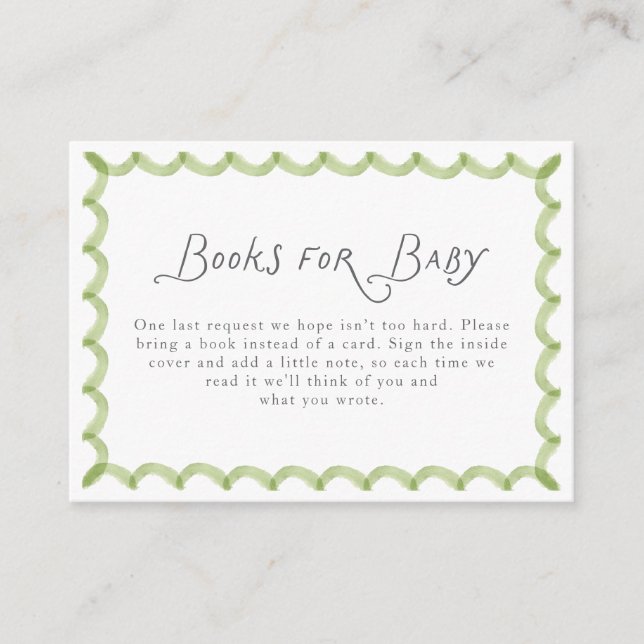 Green Hand Painted Frame Books for Baby Enclosure Card (Front)