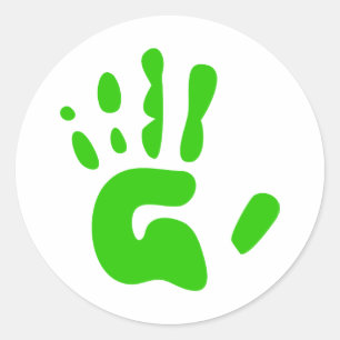 Green Hand Print Classic Round Sticker